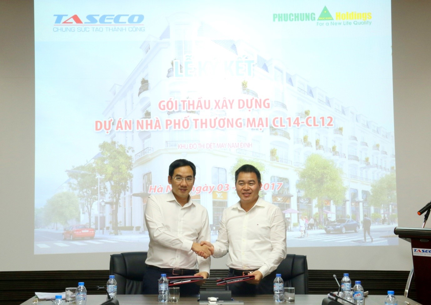 Lễ ký kết gói thầu xây dựng dự án nhà phố thương mại giữa TASECO và phục hưng Holdings